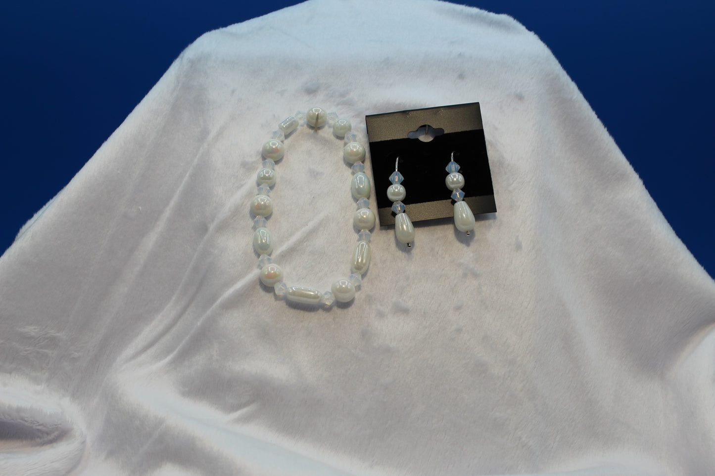 Earrings w/ Matching Bracelet - White - Touched By Christ