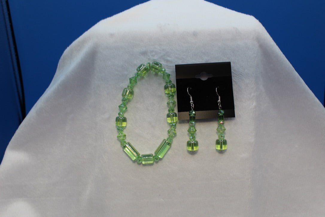 Earrings w/ Matching Bracelet - Green - Touched By Christ