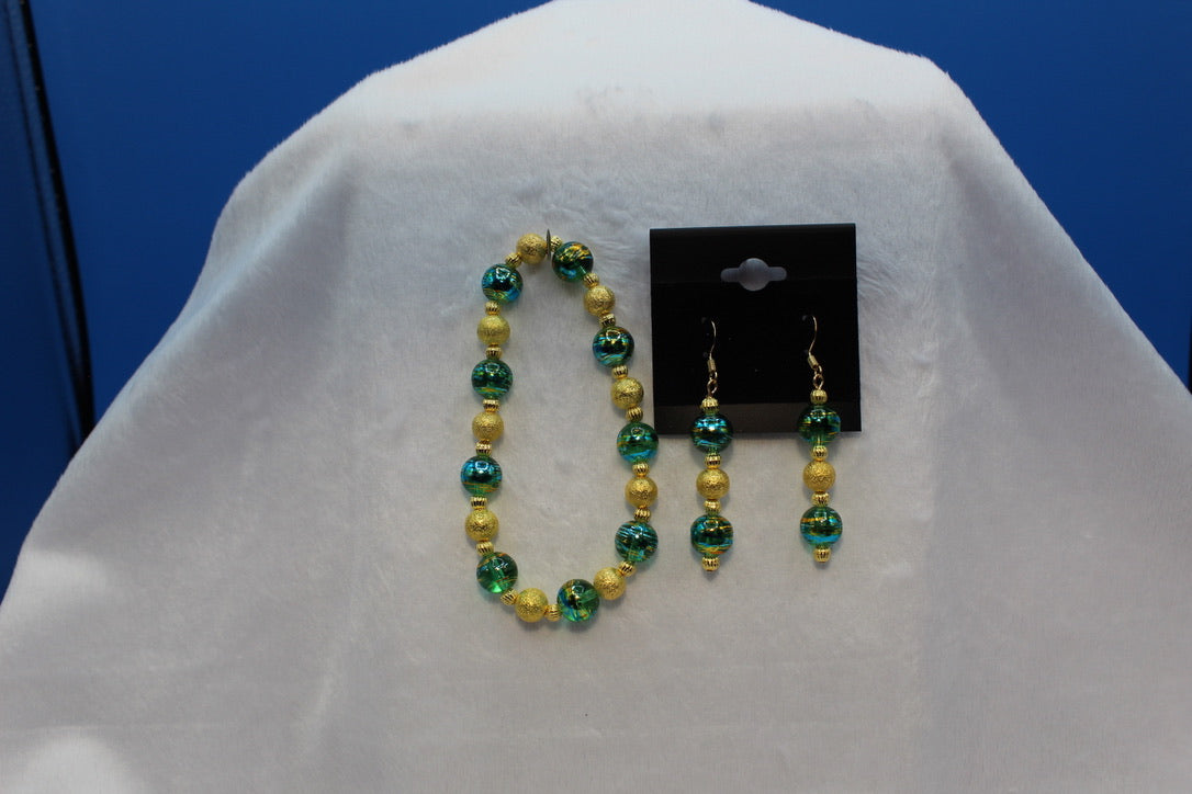 Earrings w/ Matching Bracelet - Green - Touched By Christ
