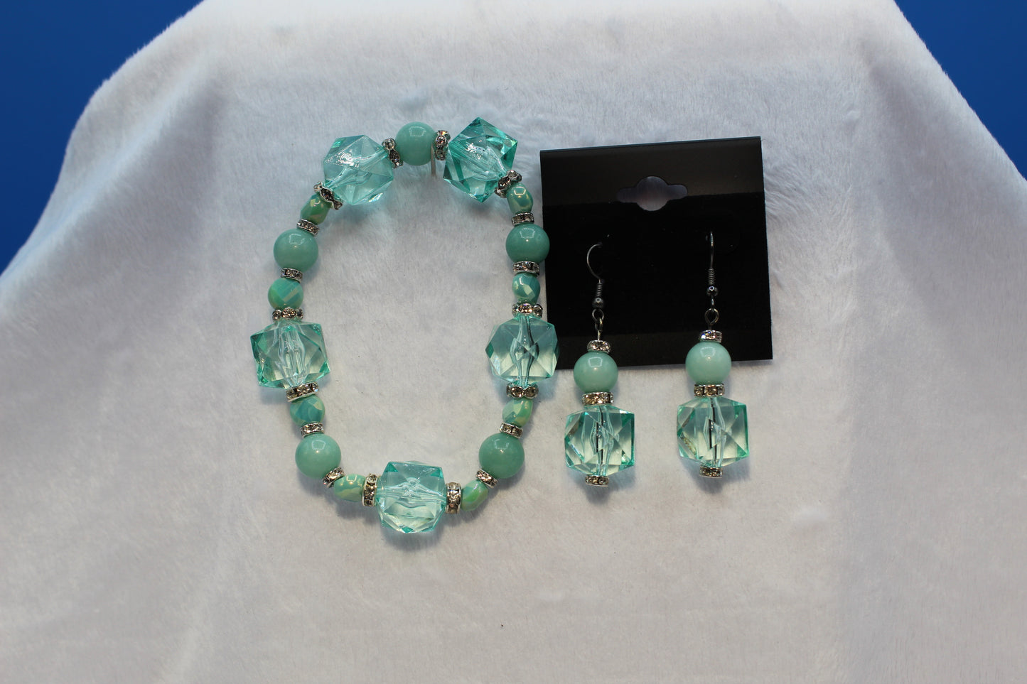Earrings w/ Matching Bracelet - Aqua - Touched By Christ
