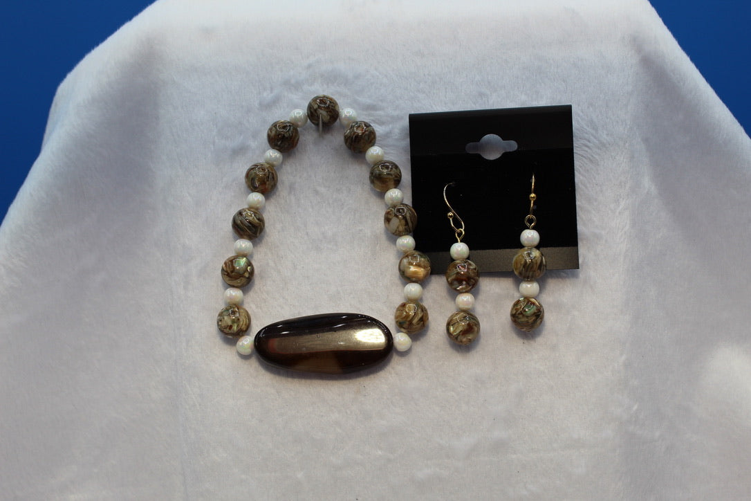 Earrings w/ Matching Bracelet - Brown - Touched By Christ