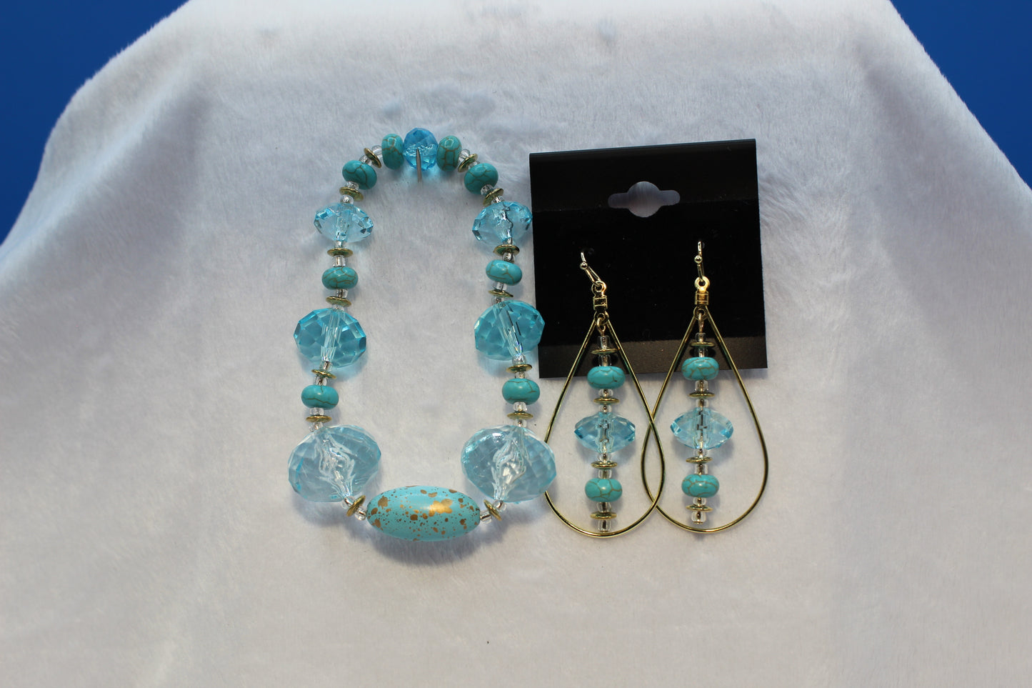 Earrings w/ Matching Bracelet - Aqua - Touched By Christ