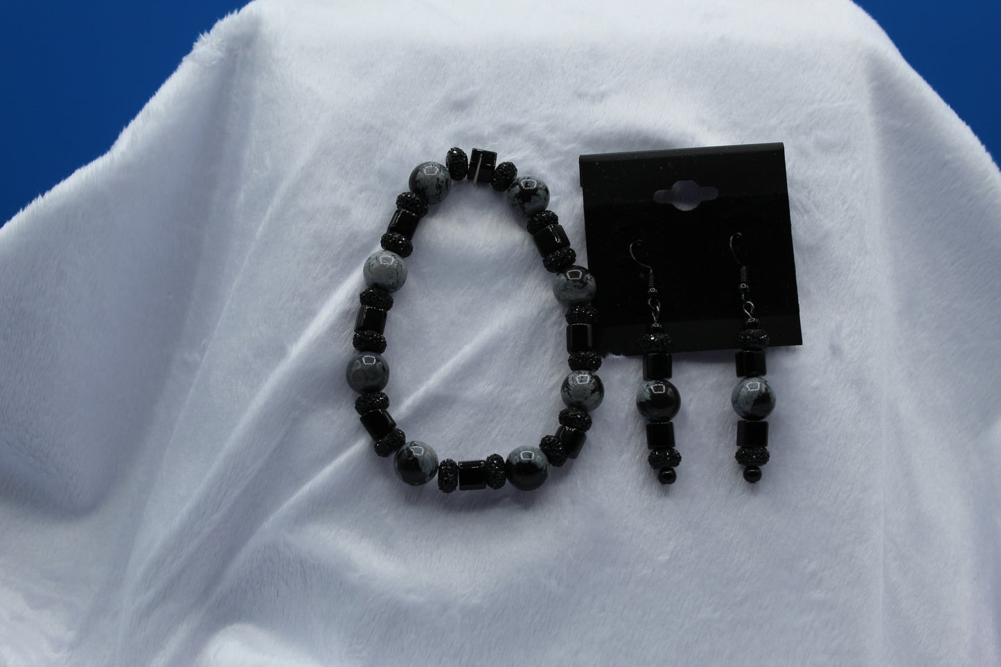 Earrings w/ Matching Bracelet - Gray - Touched By Christ