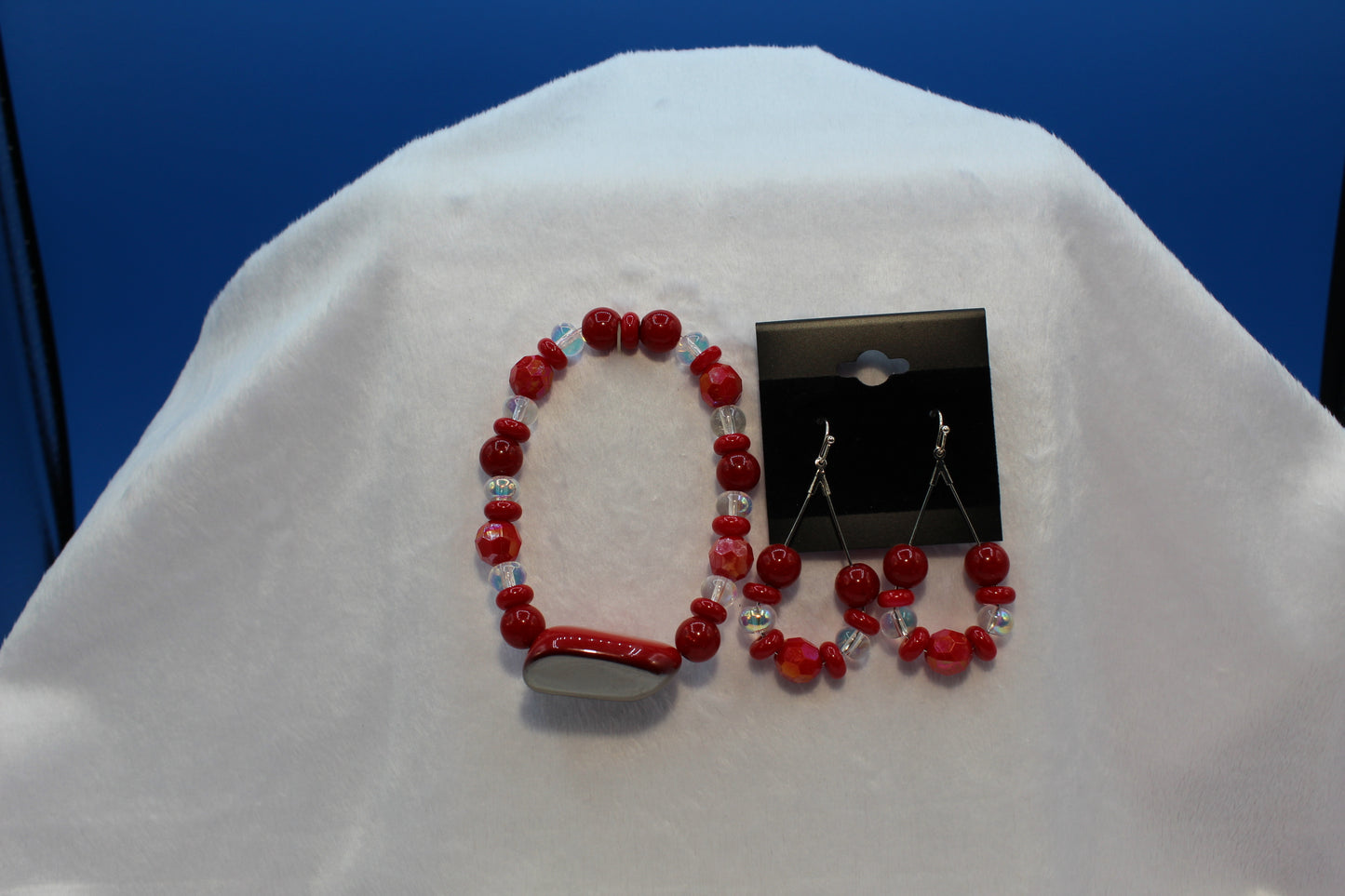 Earrings w/ Matching Bracelet - Red - Touched By Christ