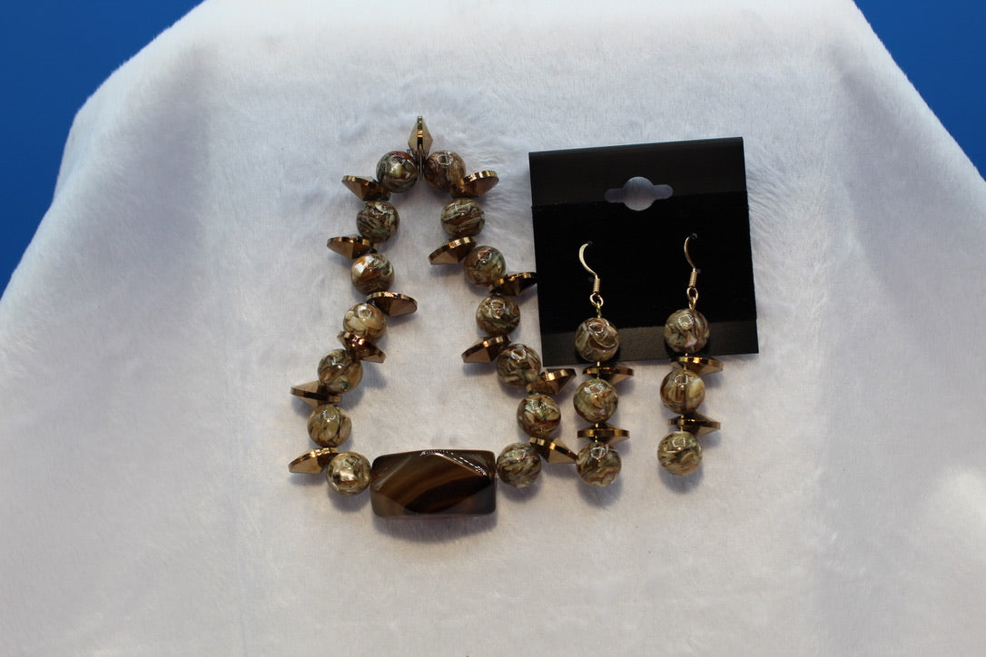 Earrings w/ Matching Bracelet - Brown - Touched By Christ