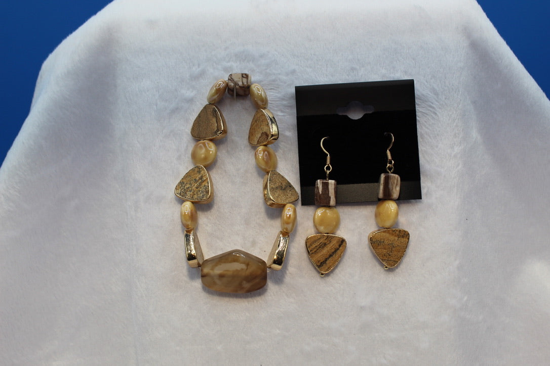 Earrings w/ Matching Bracelet - Brown - Touched By Christ