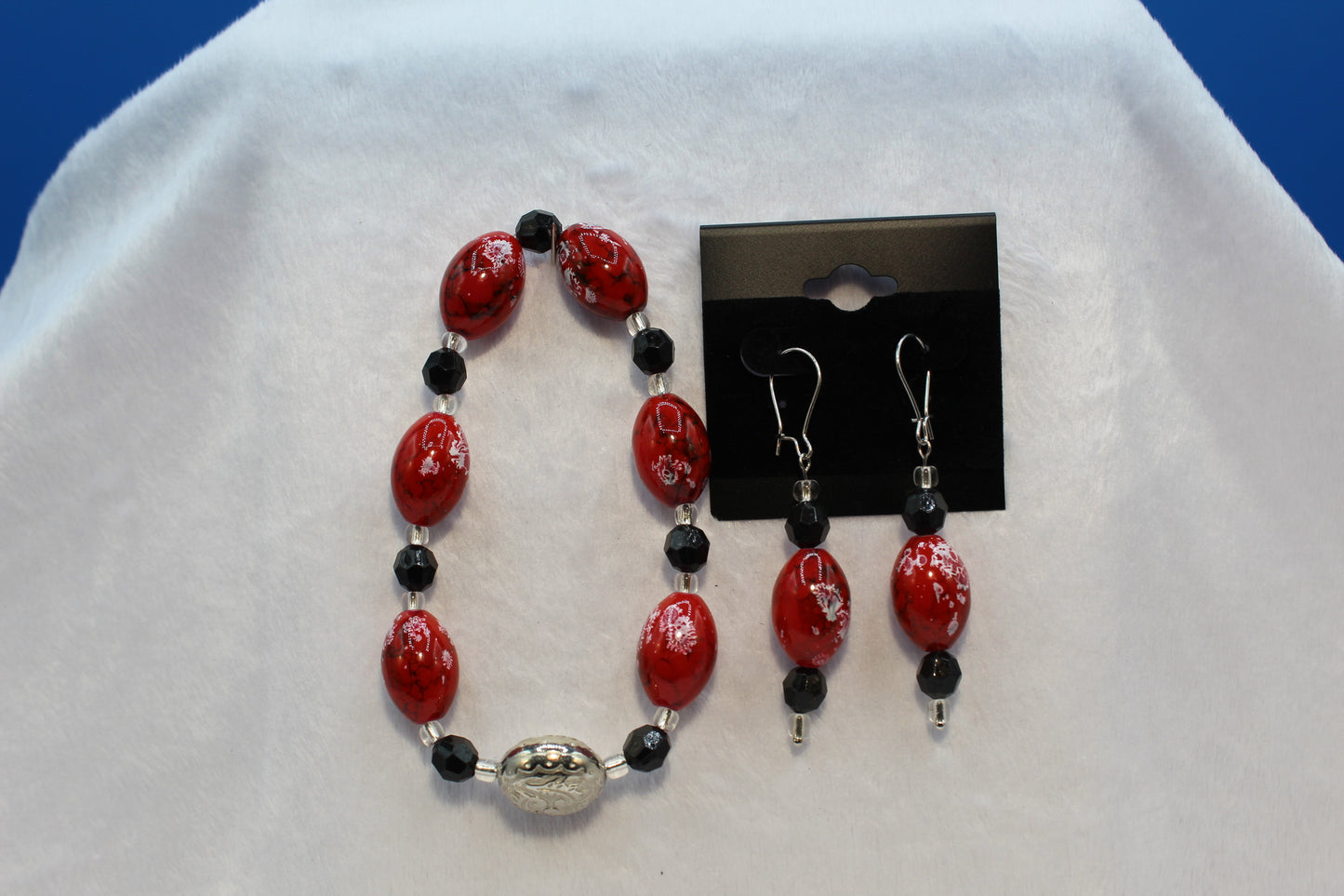 Earrings w/ Matching Bracelet - Red - Touched By Christ