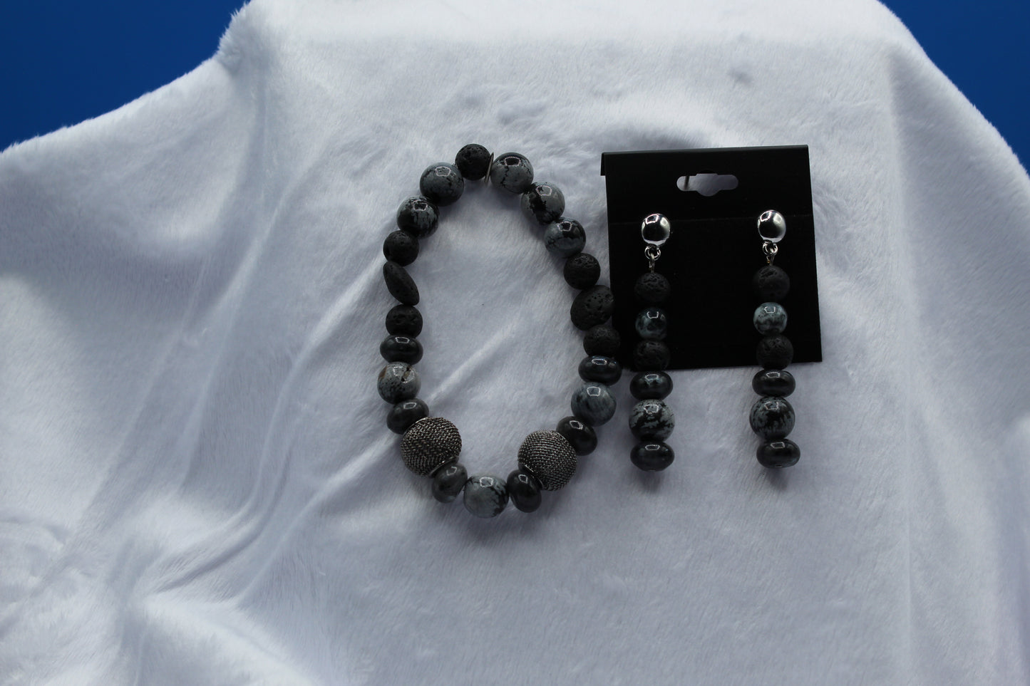 Earrings w/ Matching Bracelet - Gray - Touched By Christ