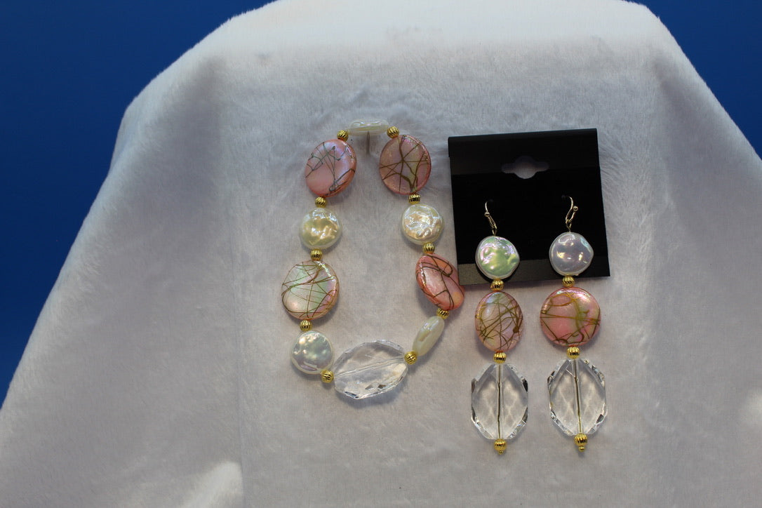 Earrings w/ Matching Bracelet - Pink - Touched By Christ