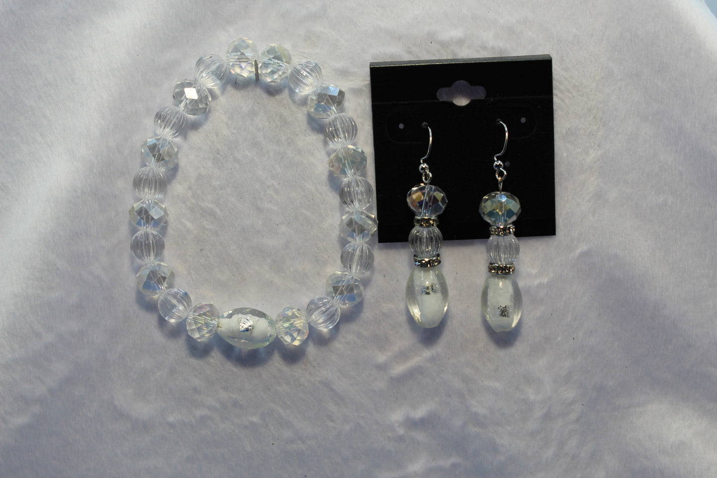 Earrings w/ Matching Bracelet - Clear - Touched By Christ