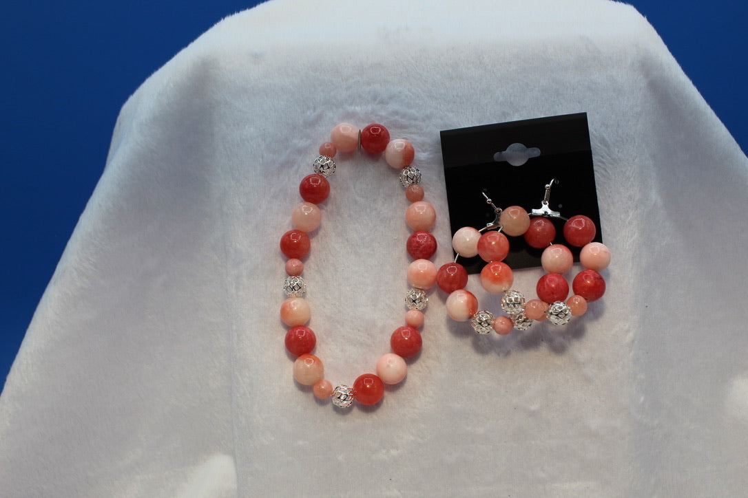 Earrings w/ Matching Bracelet - Pink - Touched By Christ
