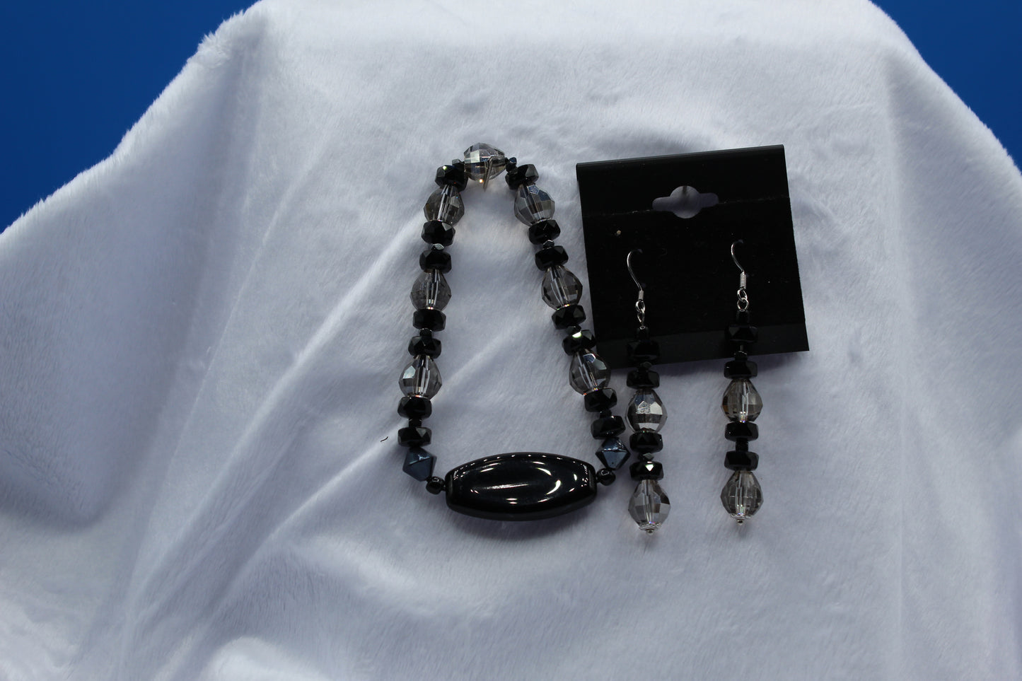 Earrings w/ Matching Bracelet - Black - Touched By Christ