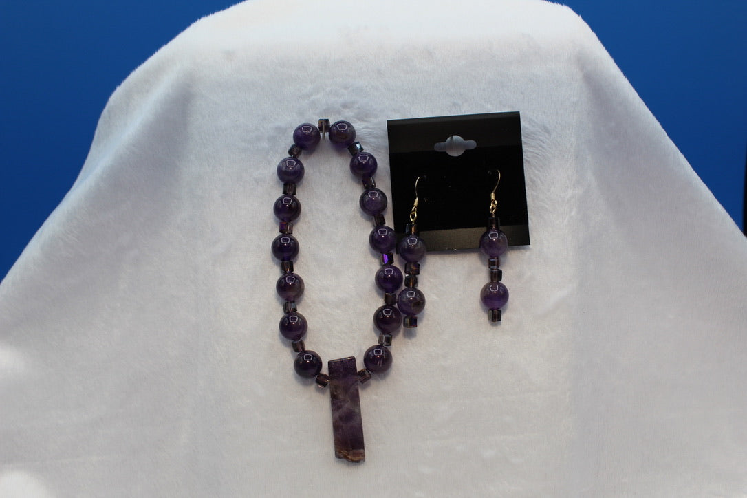 Earrings w/ Matching Bracelet - Purple - Touched By Christ