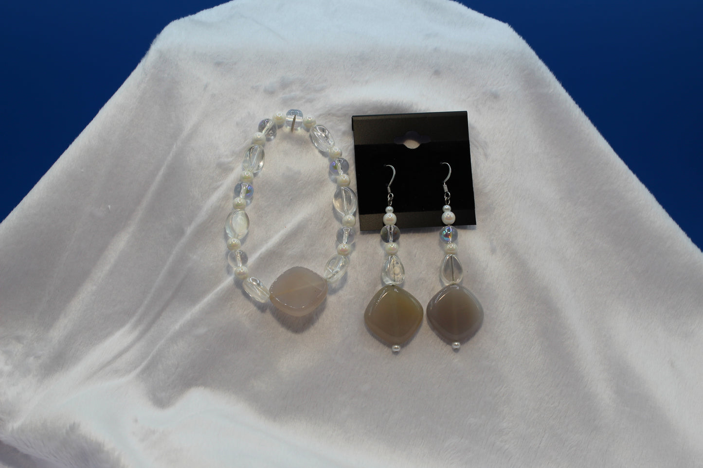 Earrings w/ Matching Bracelet - Gray - Touched By Christ