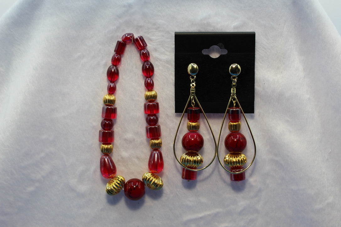 Earrings w/ Matching Bracelet - Red - Touched By Christ