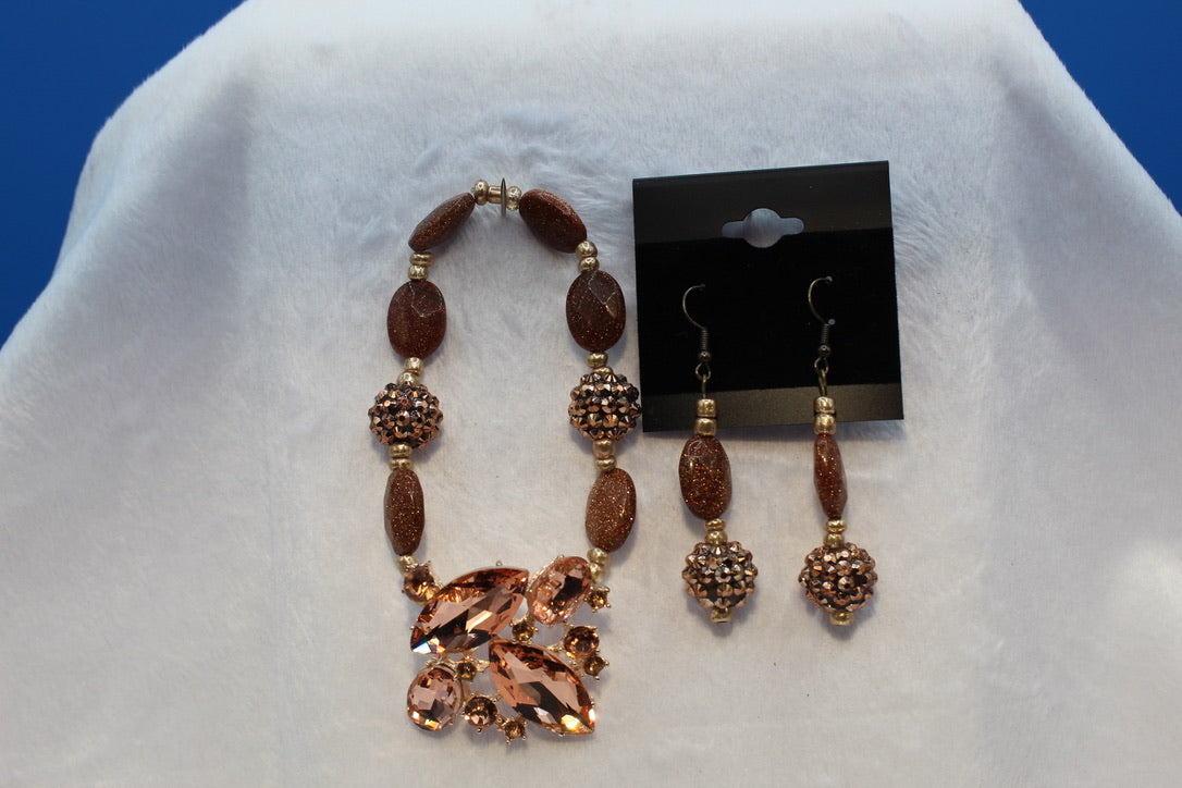 Earrings w/ Matching Bracelet - Brown - Touched By Christ