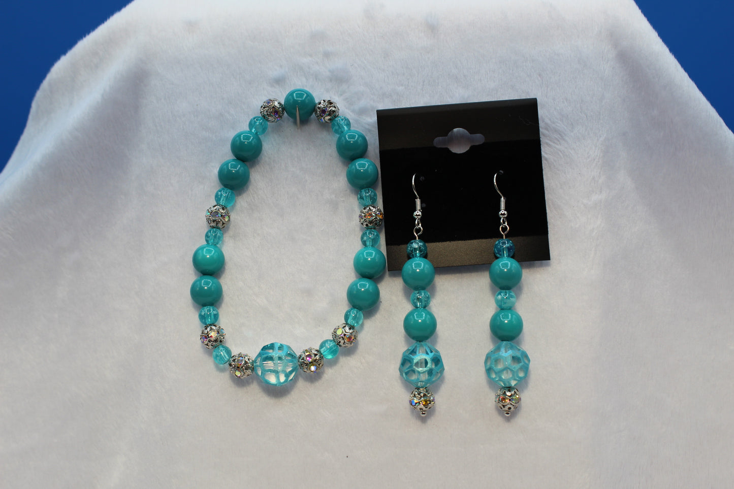 Earrings w/ Matching Bracelet - Aqua - Touched By Christ