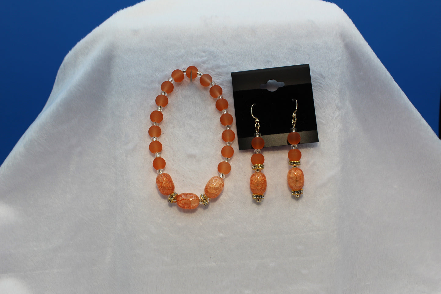 Earrings w/ Matching Bracelet - Orange