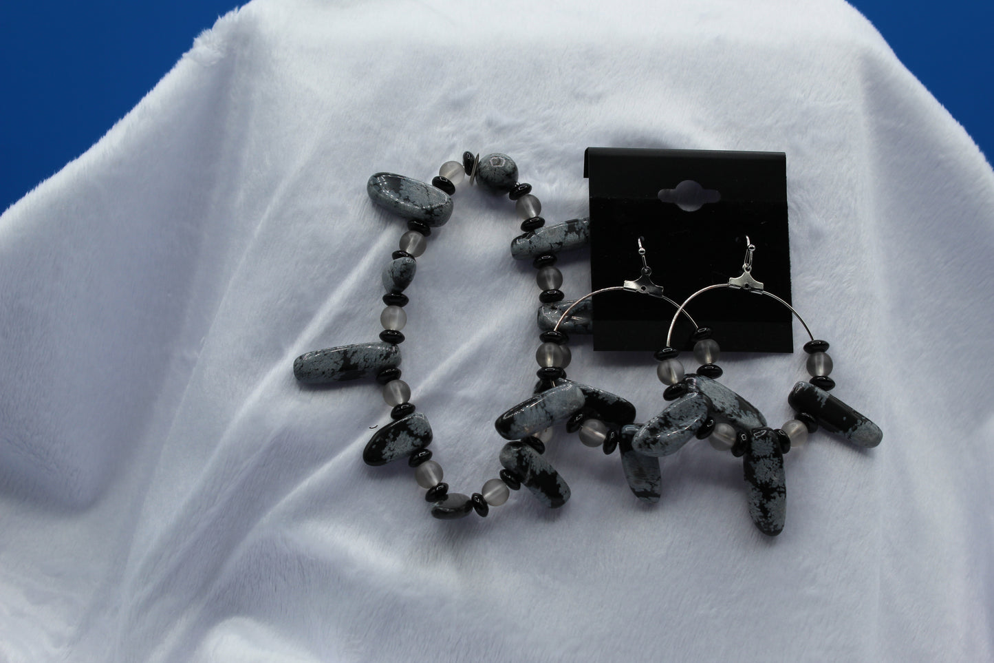 Earrings w/ Matching Bracelet - Gray - Touched By Christ