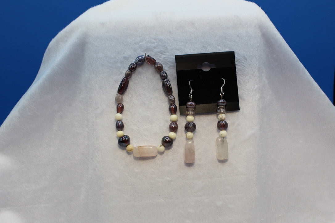 Earrings w/ Matching Bracelet - Purple