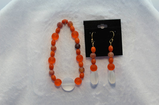 Earrings w/ Matching Bracelet - Orange (D3) - Touched By Christ