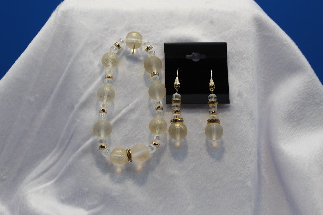 Earrings w/ Matching Bracelet - Clear