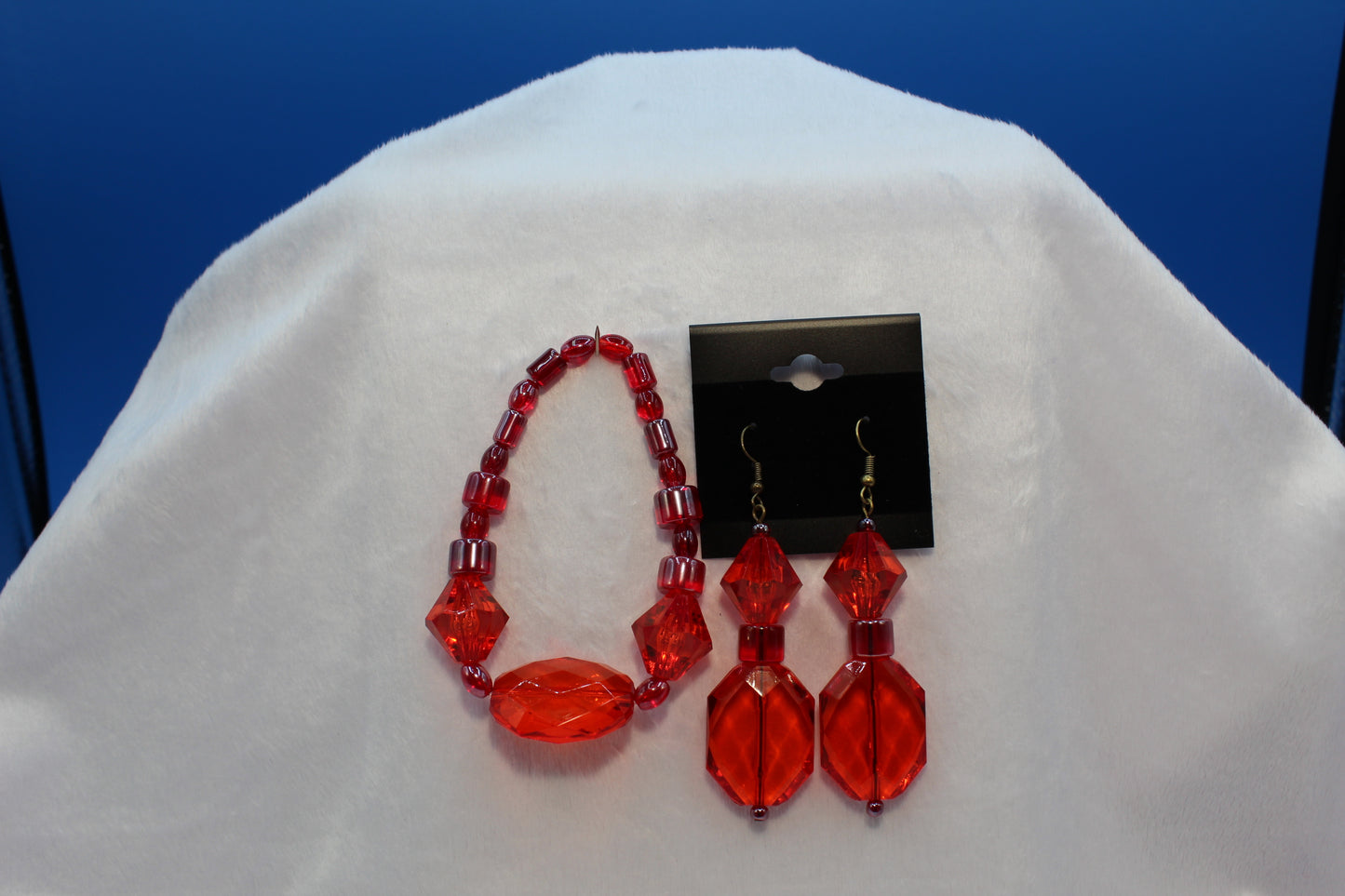 Earrings w/ Matching Bracelet - Red