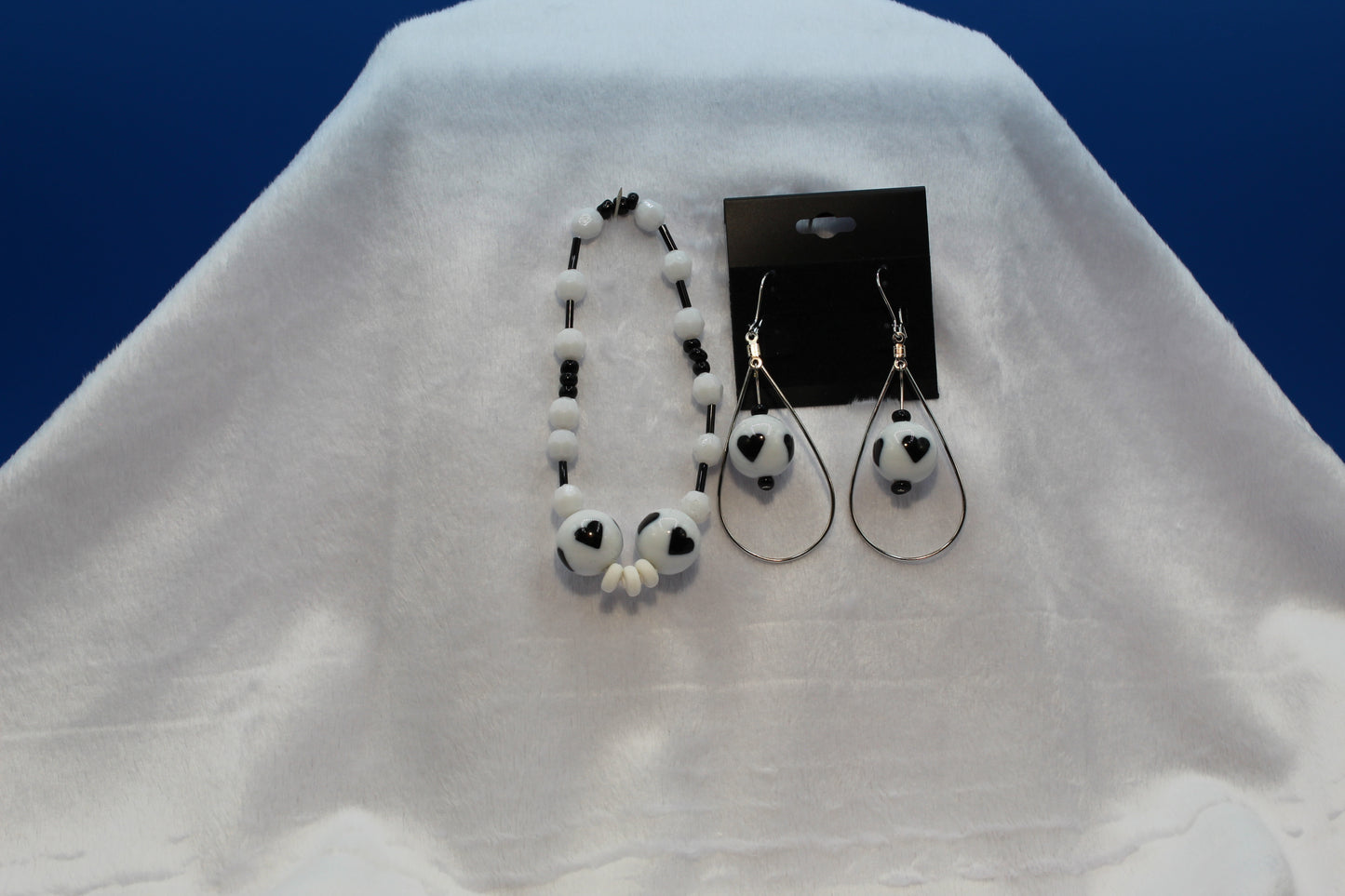 Earrings w/ Matching Bracelet - White