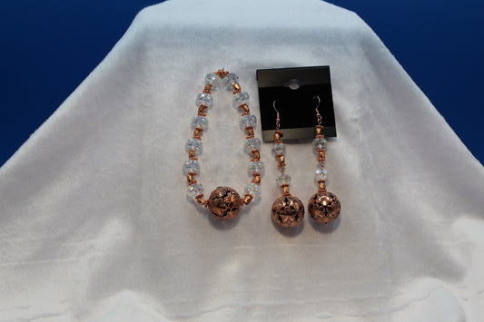 Earrings w/ Matching Bracelet - Clear