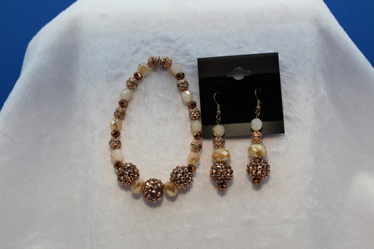 Earrings w/ Matching Bracelet - Brown