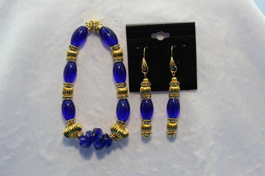 Earrings w/ Matching Bracelet - Blue