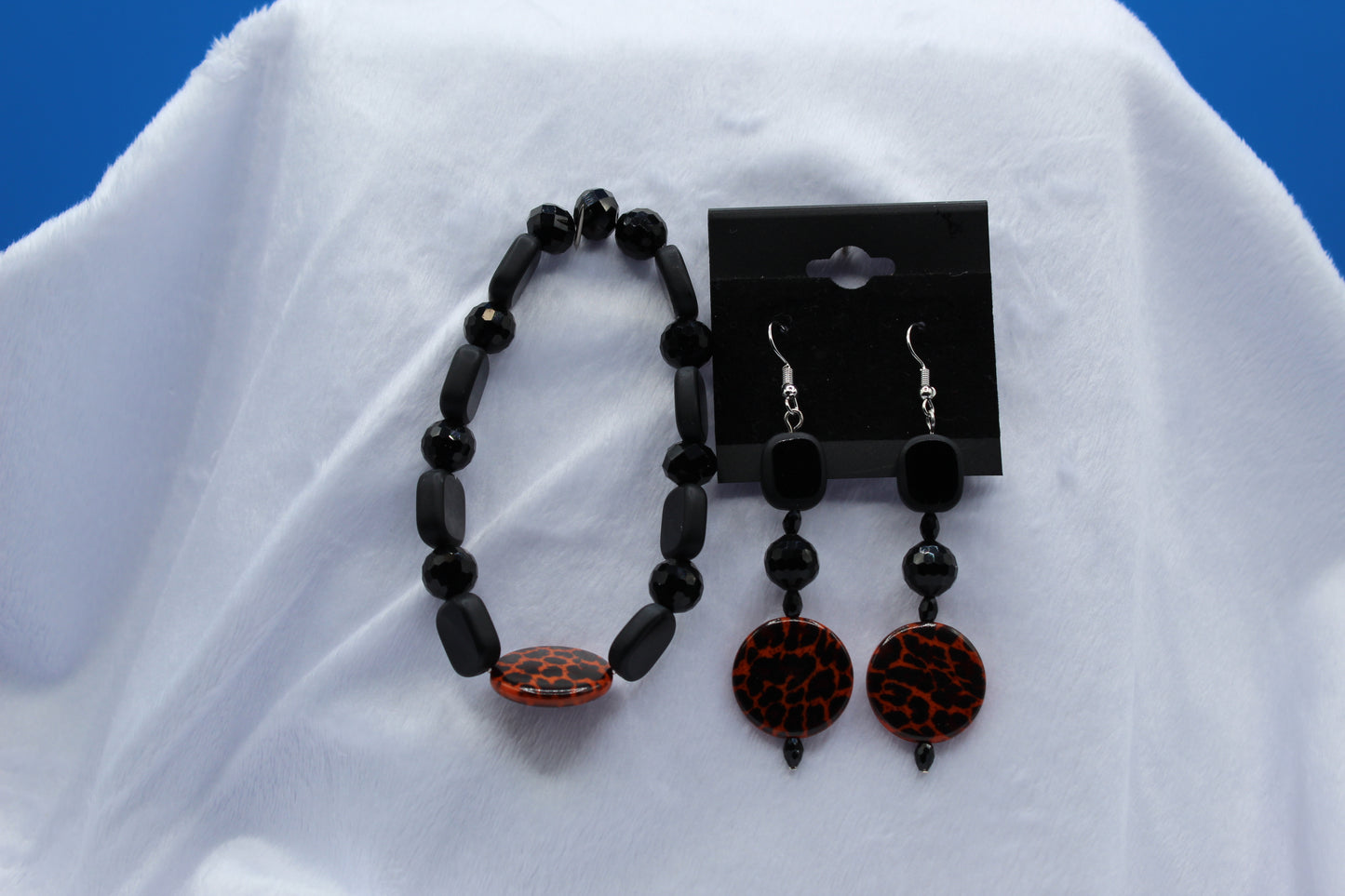 Earrings w/ Matching Bracelet - Black - Touched By Christ