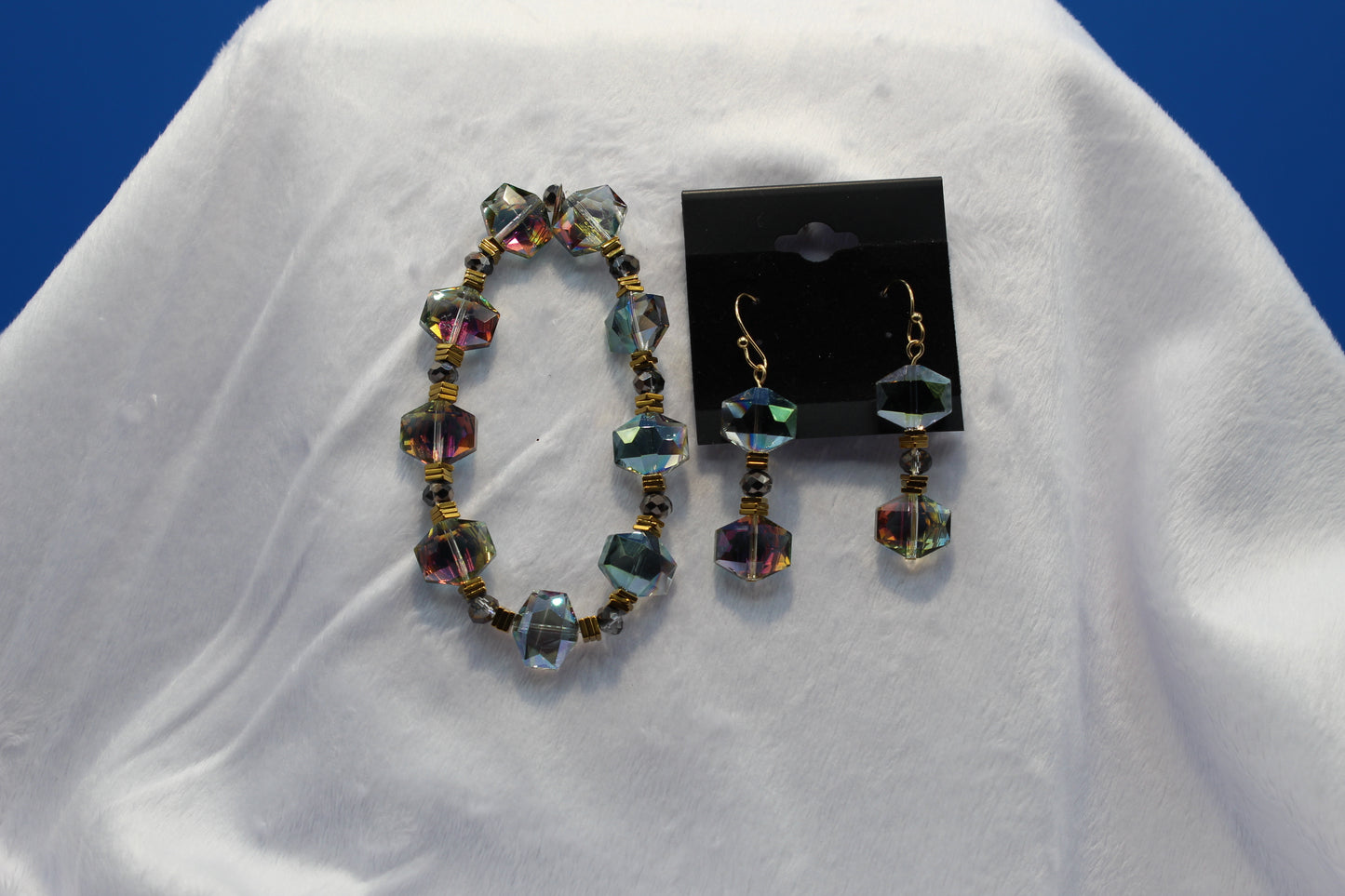 Earrings w/ Matching Bracelet - Clear - Touched By Christ