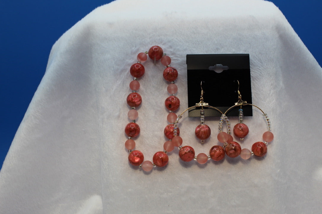 Earrings w/ Matching Bracelet - Pink - Touched By Christ