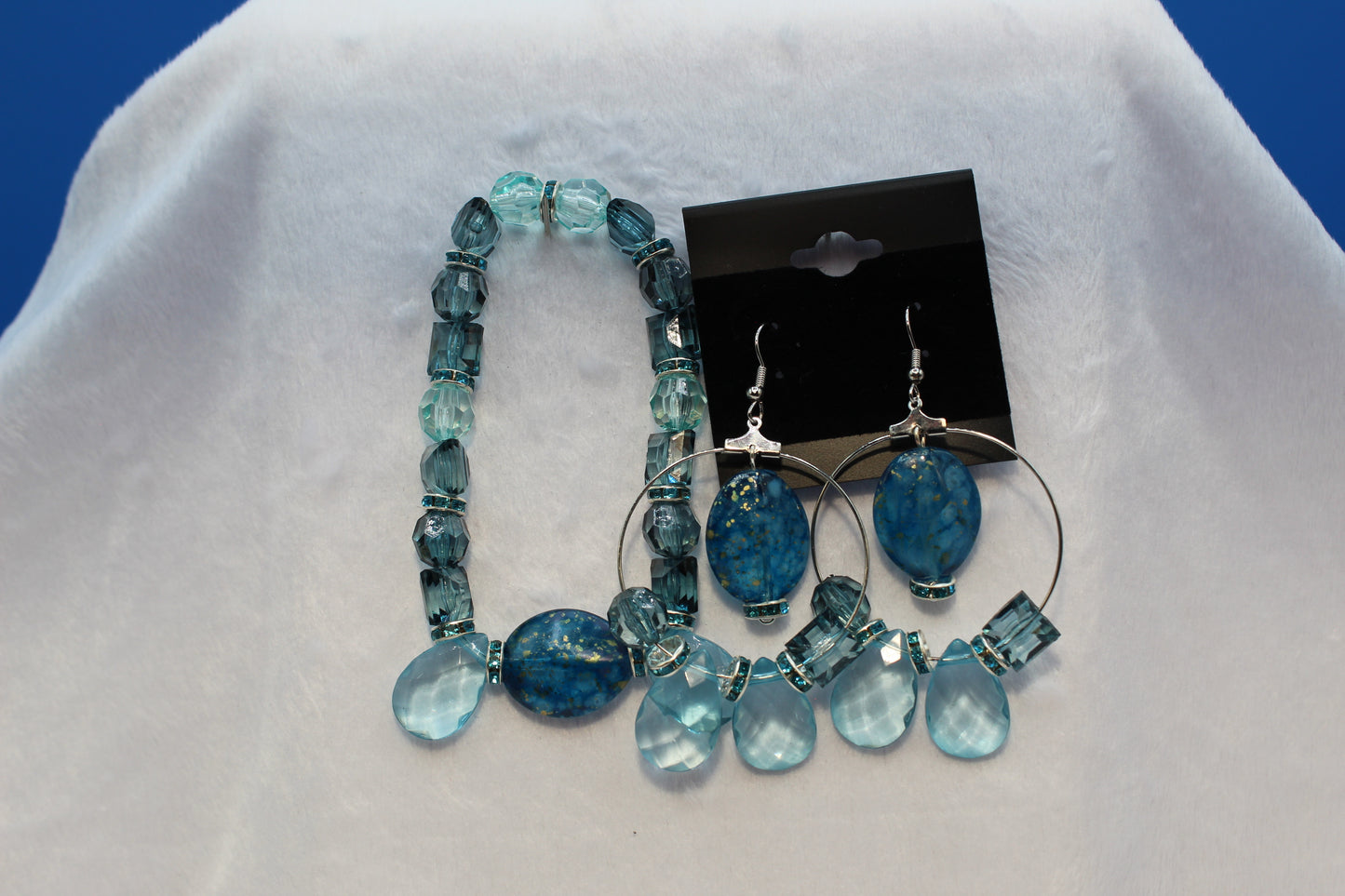 Earrings w/ Matching Bracelet - Aqua - Touched By Christ