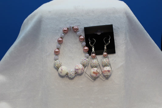 Earrings w/ Matching Bracelet - Purple