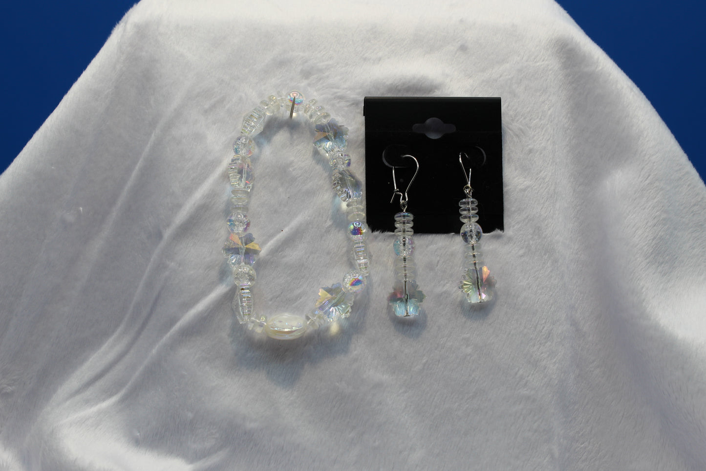 Earrings w/ Matching Bracelet - Clear