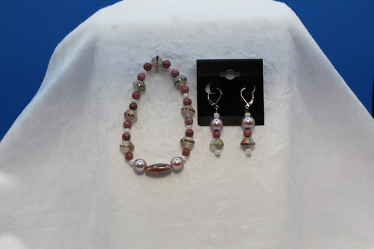 Earrings w/ Matching Bracelet - Purple