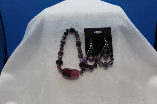 Earrings w/ Matching Bracelet - Purple