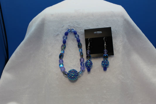 Earrings w/ Matching Bracelet - Blue - Touched By Christ