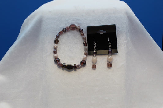 Earrings w/ Matching Bracelet - Purple