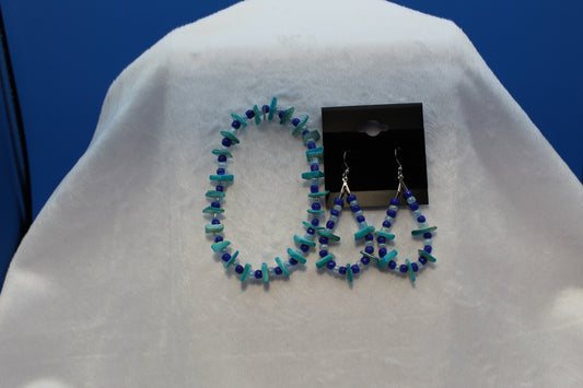 Earrings w/ Matching Bracelet - Blue