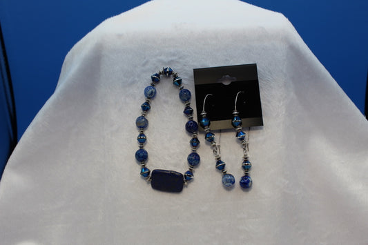 Earrings w/ Matching Bracelet - Blue - Touched By Christ