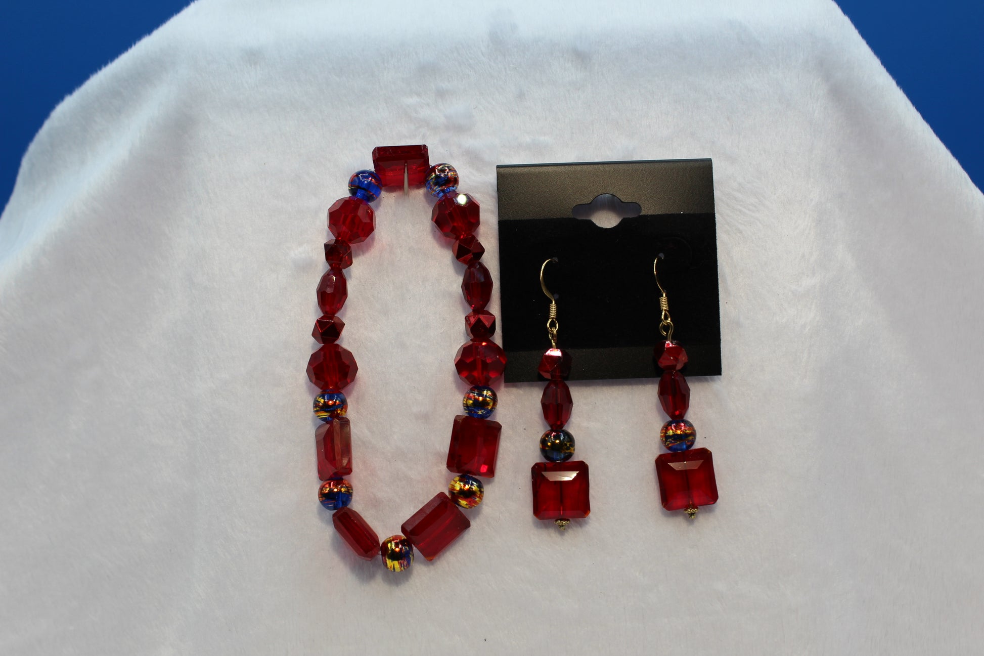 Earrings w/ Matching Bracelet - Red - Touched By Christ