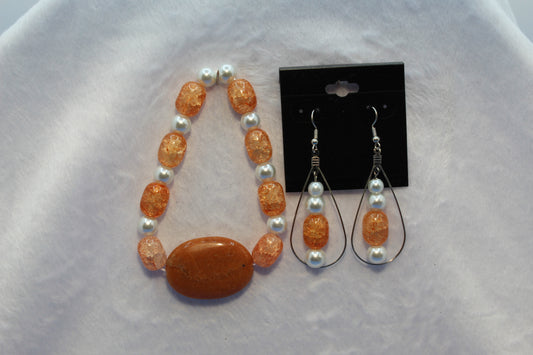 Earrings w/ Matching Bracelet - Orange (D2) - Touched By Christ