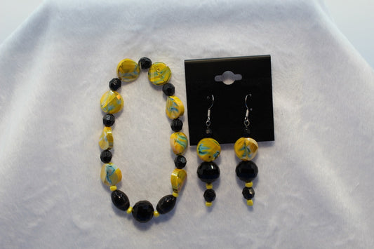 Earrings w/ Matching Bracelet - Yellow