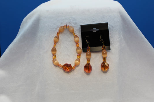 Earrings w/ Matching Bracelet - Orange