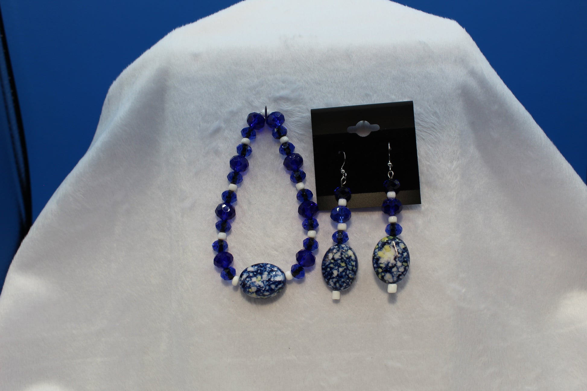 Earrings w/ Matching Bracelet - Blue - Touched By Christ