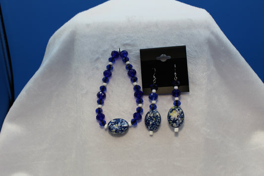 Earrings w/ Matching Bracelet - Blue