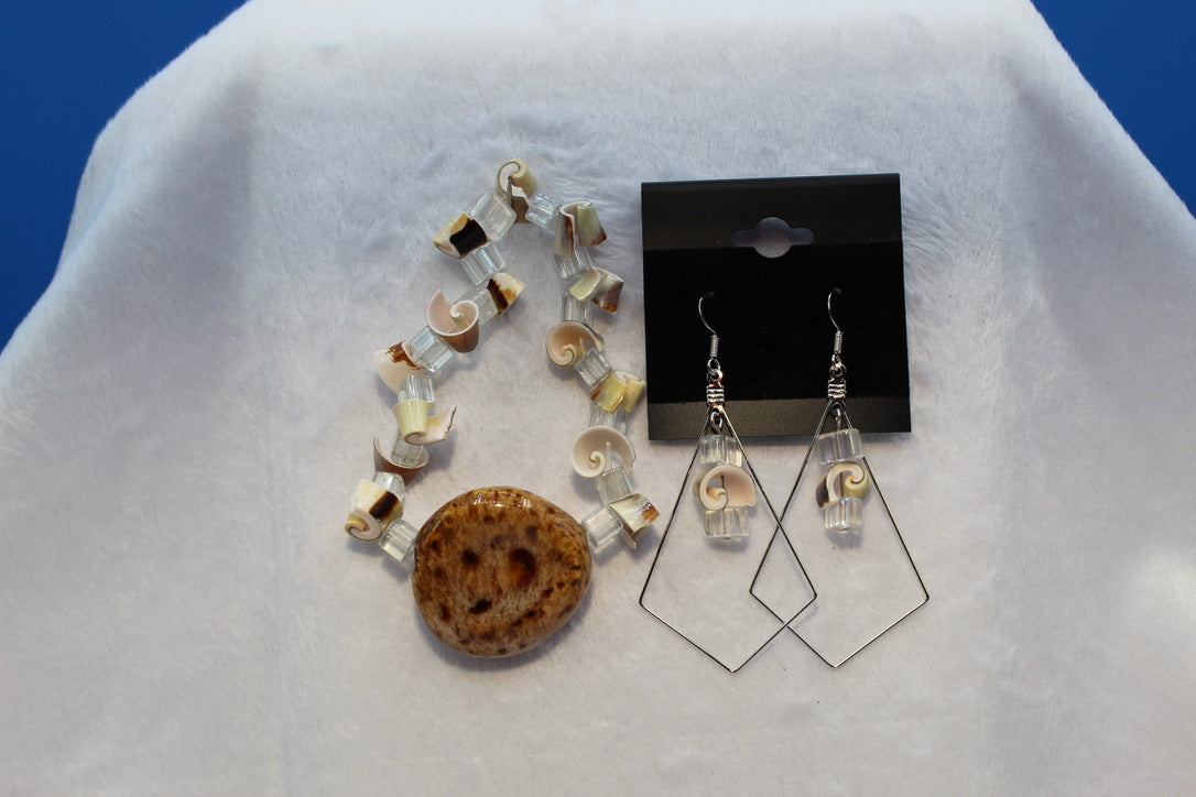 Earrings w/ Matching Bracelet - Brown - Touched By Christ